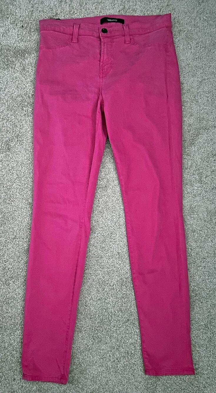 J Brand Super Skinny Stretch Jeans Pants, Pink Wildflower, Size 29